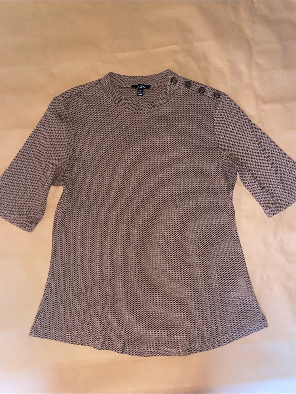 a new day Taupe Short Sleeve Knit Top with Shoulder Buttons
